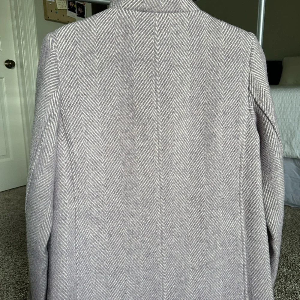 LOFT Women's Lilac and White Herringbone Trench Coat - Picture 3 of 4